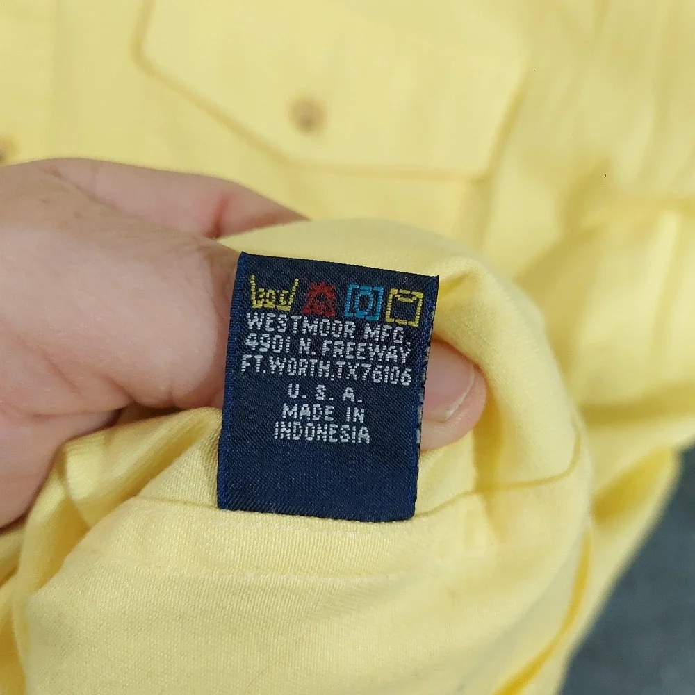 Panhandle Slim Shirt Mens XL Lot 2 Yellow/Black Denim‎ Collar Western Button Up